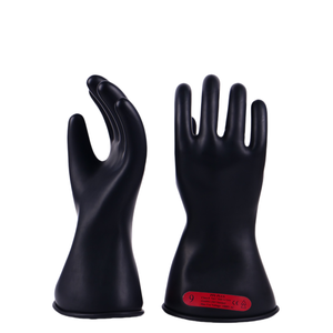Lớp 0 Cao Su Cao Su Cán Cạnh Màu Đen 11-Inch Điện Cách Điện Găng Tay Điện Cách Điện - Product Image 4