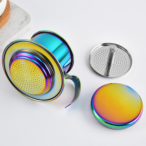 Cafetière vietnamienne à filtre en acier inoxydable, couleur arc-en-ciel, pour usage domestique, forme ronde - Product Image 1