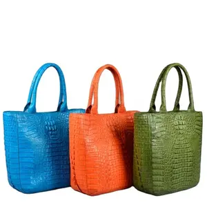 Vente en gros de haute qualité véritable crocodile haut fourre-tout sacs en cuir véritable femmes peau exotique sacs à main de créateur sur mesure sac à main marque