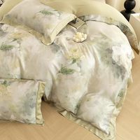 Ensemble de housse de couette 4 pièces en lyocell 100% pur, tissé, motif uni, 300 fils, toutes saisons, impression personnalisable