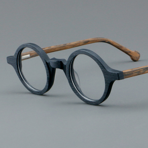 2024 nouveau japonais élégant femmes cadre optique petit rond <span class=keywords><strong>bois</strong></span> motif lunettes hommes classique myope lunettes pour Logo personnalisé - Product Image 1