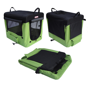 <span class=keywords><strong>Cage</strong></span> de voyage pliante de luxe à 3 portes pour animaux de compagnie chien chenil intérieur à côtés souples motif solide caisse souple plateau en plastique boîte à palettes emballage - Product Image 5