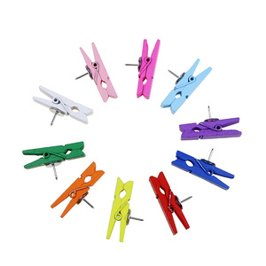 Becol Chất lượng cao đa chức năng dễ thương trang trí đinh ghim đinh đầy màu sắc đẩy pin với Clip bằng gỗ cho nhà. Trường học. Văn phòng - Product Image 5