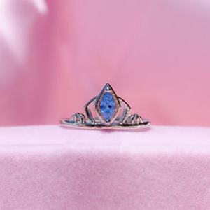 Anillo de Compromiso de Lujo con Incrustaciones de Circonita Cúbica Corte Marquesa para Mujer, Chapado en Oro, Anillo de Moda con Diseño de Protagonista de Animación - Product Image 5