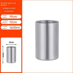 1.3L Eco-Friendly Custom Logo Stainless Steel Double Wall Round Luxury for Ice <b>Bucket</b> <b>with</b> Wood <b>Lid</b> for Party - Product Image 2