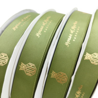 Pita Grosgrain Kustom Emas Perak Hot Stamping Foil Biodegradable untuk Ulang Tahun Natal