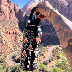 Full-body Laser Engraving 32oz Vacuum Insulated Stainless Steel Water Bottle with National Parks Waterproof Stickers - Product Image 6