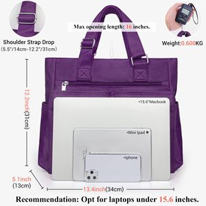 Bolsa de Mano de Nailon con Múltiples Bolsillos para el Trabajo y Viajes, Bolsa de Hombro Impermeable con Cremallera - Product Image 3