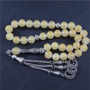 Natural Onyx Stone Tasbih Prayer Beads with Arabic Names Engraved Eid Ramadan Gift High Quality Agate Stone Islamic Rosary