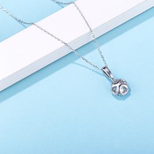 Personnalisé Merveilleux 925 Argent Blanc Cz Halo Cluster Forme Rose Jaune Bleu Moissanite Femme Pendentif Collier pour Filles Cadeau - Product Image 4