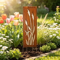 Panneaux de clôture de jardin rustiques en métal avec finition rouille naturelle pour la décoration de la cour, de la pelouse et du patio
