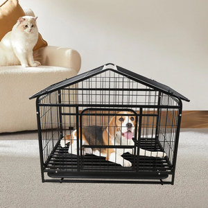 Nhiệm vụ nặng nề cường độ cao Cửa Đôi Chó kennel Crate ngoài trời lớn màu đen kim loại ráp con chó lồng - Product Image 1