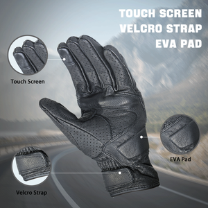 Gants de moto en cuir de chèvre avec protection TPU, compatibles écran tactile, doigts entiers, logo personnalisé, OEM ODM, certifiés CE ISO, fourniture directe usine - Product Image 5