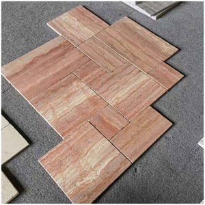 Carreaux <span class=keywords><strong>de</strong></span> travertin Rosso Dark Red poli et brossé, motif français, pour cuisine, villa <span class=keywords><strong>de</strong></span> luxe, intérieur, extérieur, sol, mur - Product Image 4