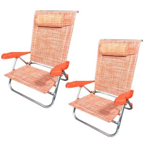 Sedia da Spiaggia in Alluminio con Braccioli 55x46x80 Cm, Sedia Reclinabile a 7 Posizioni con Cuscino - Product Image 1