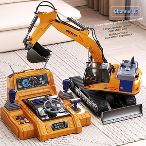 Console de Simulation de Conduite d'Excavatrice Télécommandée à 15 Canaux en Alliage, <span class=keywords><strong>Jouet</strong></span> de Véhicule d'Ingénierie pour Enfants Garçons - Product Image 2