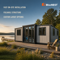 Maison conteneur extensible BlocNEST, bungalow préfabriqué modulaire avec aménagement flexible pour la vie de famille et les vacances