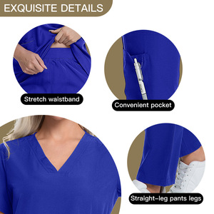 Women Hospital Scrubs <b>Set</b> V Neck Short Sleeve With Pocket Medical Uniforms For Nurse <b>Doctor</b> Veterinary Use 82030 - Product Image 4