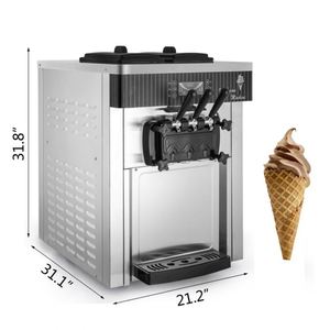 Machine commerciale à crème glacée molle et à collation 3 saveurs électrique avec fonction automatique pour usage domestique en acier inoxydable - Product Image 1