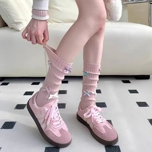 Black Bow Slouch <b>Socks</b> For Women Mid Calf Breathable Sweat Absorbing Youth Style Miu Inspired <b>Socks</b> - Product Image 2
