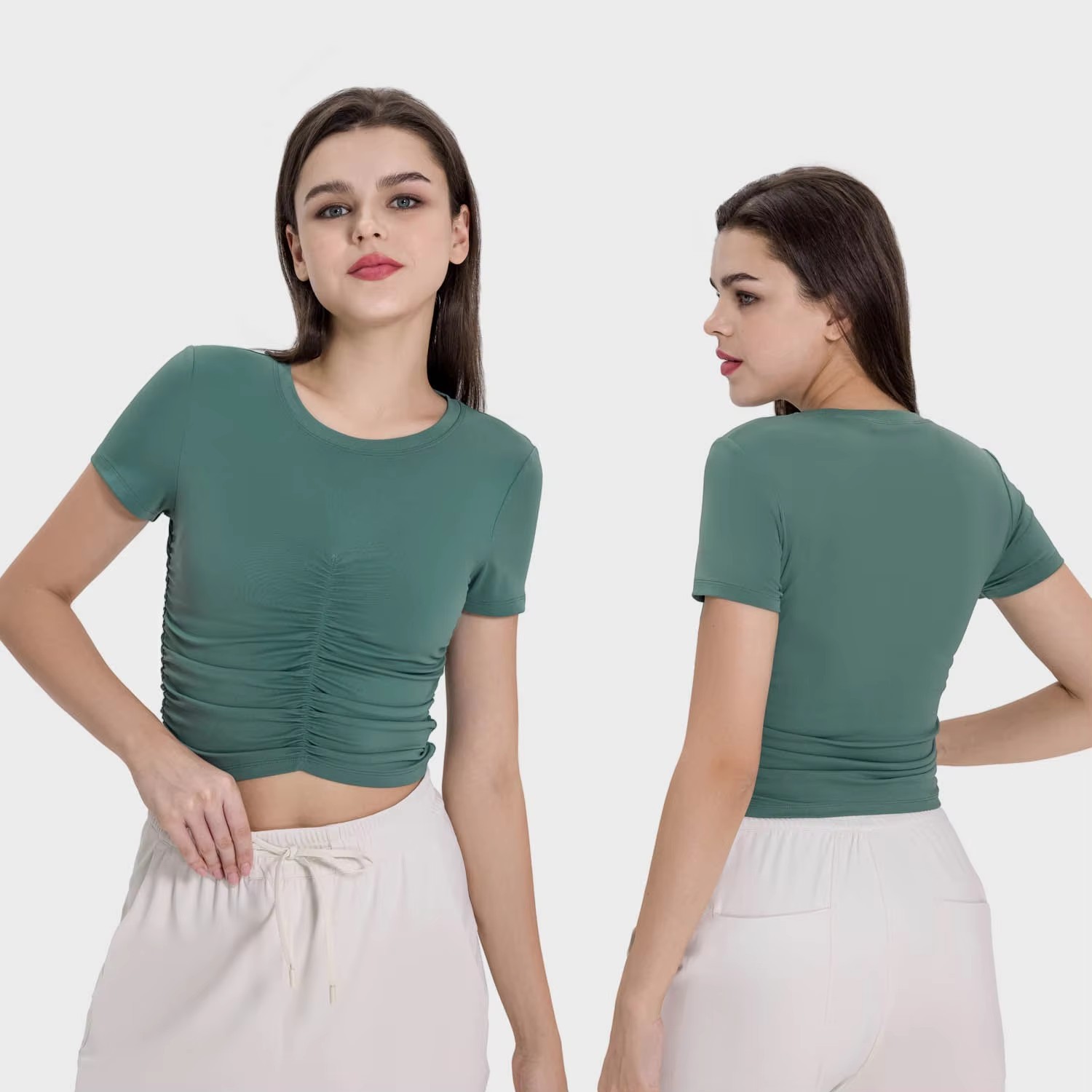 New Design Short Sleeve High Elasticity Fitness Breathable Gym Workout Crop Top Gym Yoga Women Crop Tops