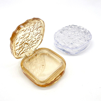 Palette de fards à paupières portable ovale irrégulière vide avec estampage texture glace 3D, compact cosmétique transparent ambre