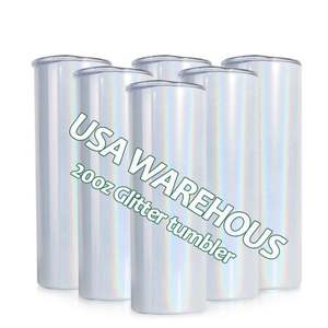 Wholesale US Warehouse Glitter 20oz Sublimation Shimmer Glitter Light Tumbler Cups in Bulk With Sliding Lid and Straw - Product Image 3