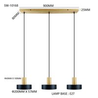 Luminaire suspendu décoratif à LED noir de style industriel nordique avec abat-jour en métal et bois pour îlot de cuisine