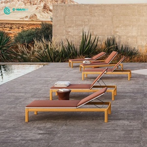 Elegante <span class=keywords><strong>Lettino</strong></span> Prendisole Minimalista con Telaio in Legno di Teak, Sdraio da Giardino per Villa, Bordo Piscina e Patio - Product Image 3