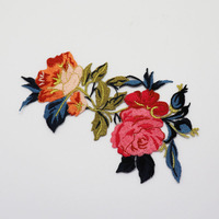 Accessoire de mode, patchs brodés à coudre ou à repasser, motif floral avec fil doré, haute qualité