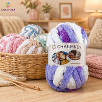 Wholesale 100% Polyester Chenille Yarn High Tenacity Colorful Fancy Yarn for Hand Knitting & Crochet Baby Crafts
