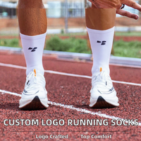 Chaussettes de course à compression blanches mi-mollet avec bord côtelé, soutien de la voûte plantaire, respirantes, pour athlètes, marathon, amorti, hommes et femmes, lot