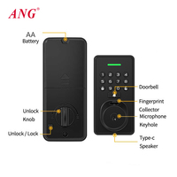 ANG fonctionne avec la serrure de porte intelligente Tuya, déverrouillage à distance, empreinte digitale, mot de passe, clé, sonnette de porte, serrure de porte automatique