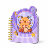 Carnet à spirale A7 découpé au laser Capybara 80 g/m² 60 feuilles pages intérieures colorées 4 motifs Kawaii Papeterie de poche pour enfants Vente en gros