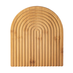 Plateau de service en bambou, forme irrégulière, motif vague d'eau, pour thé, pain, fruits, plateau décoratif de style simple - Product Image 5