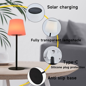 Lampe de table LED sans fil pour chambre à coucher, avec abat-jour en plastique, rechargeable, à intensité variable, pour salon, couloir, lumière décorative d'intérieur - Product Image 4