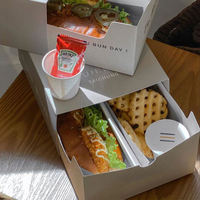 Barquette d'emballage jetable personnalisée sans plastique pour hot-dogs et frites, conteneur alimentaire en papier kraft blanc pour la restauration rapide à emporter, boîte à hot-dogs en papier