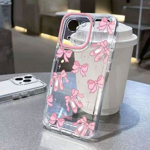 Funda Transparente con Estampado de Lazo Negro para iPhone 16 15 14 13 12 11 Pro Max 16E X XR XS MiNi 7 8 Plus SE, Estilo Coreano - Product Image 2