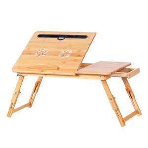 Foldable Bamboo Laptop <b>Desk</b> 55x34cm Natural Color Modern Style Portable For Bed Dormitory <b>Study</b> Writing Reading - Product Image 1