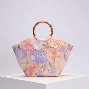 Hot Selling Seaside <b>Sequin</b> Flower Bamboo-section Handle Tote Bags Women's Mesh Glitter Beach Bags Zipper Hand-Held <b>Handbags</b> - Product Image 4
