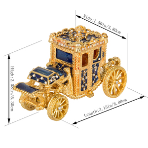 Ornement de bureau classique français en alliage de zinc émaillé, représentant une calèche royale - Product Image 2