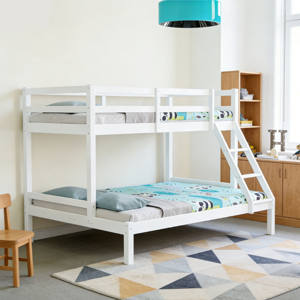 Wholesale Children's <b>Bunk</b> <b>Bed</b> With <b>Single</b> <b>And</b> <b>Double</b> Frame In Classic White For Kids Modern Twin Size Wooden <b>Bunk</b> <b>Beds</b> - Product Image 4