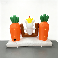 Décoration de jardin gonflable lumineuse de 8 pieds, marque Norco, motif lapin de dessin animé sur balançoire, avec carottes, œufs et lumières LED, pour fêtes en extérieur/intérieur
