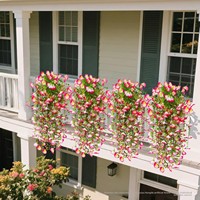 Meilleures ventes : Paniers suspendus décoratifs en fleurs artificielles de glycine trompette en soie, pour jardins et cours