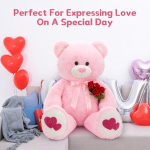 Ours en peluche de haute qualité avec <span class=keywords><strong>ruban</strong></span> rouge, rembourrage en coton PP, doublure en maille, décoration pour anniversaire et mariage, vente en gros directe d'usine - Product Image 2