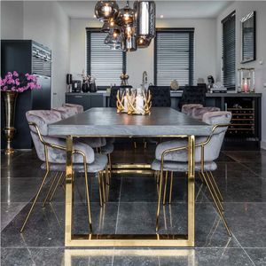 <b>Brown</b> Furniture Oak Wood Hotel Apartment Other Villa Dinning Room Dining <b>Table</b> Set 6 Seater With 6 Chairs UP-010 Oak Dining - Product Image 1