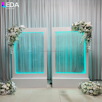 LEDA Romantique Mariage Français Entrée Verre Transparent Eau Courante Panneau de Bienvenue Cascade LED Toile de Fond de Fête