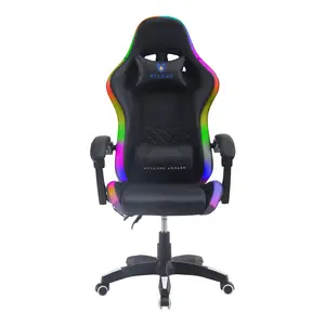 Ordinateur de course Gamer Chaise de course économique noire bon marché Mesa Silla Gamer Racing avec lumière LED Bureau et chaise de jeu