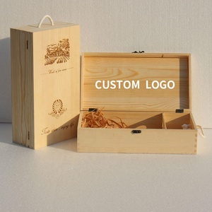 Boîte cadeau en bois personnalisée faite à la main pour deux bouteilles <span class=keywords><strong>de</strong></span> <span class=keywords><strong>vin</strong></span> pour bougie artisanat cadre photo autocollants - Product Image 1