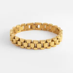 Nieuwe Dainty Dikke Gouden Zilveren Horloge Verklaring Armband Mode-sieraden Rvs Waterdicht Horloge Band Link Chain Armband